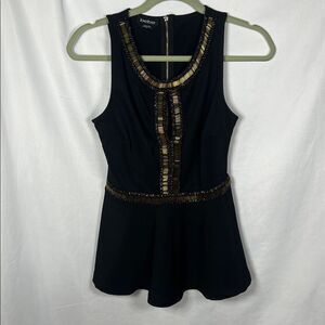 Bebe Embellished Black Peplum Top Y2K size Small